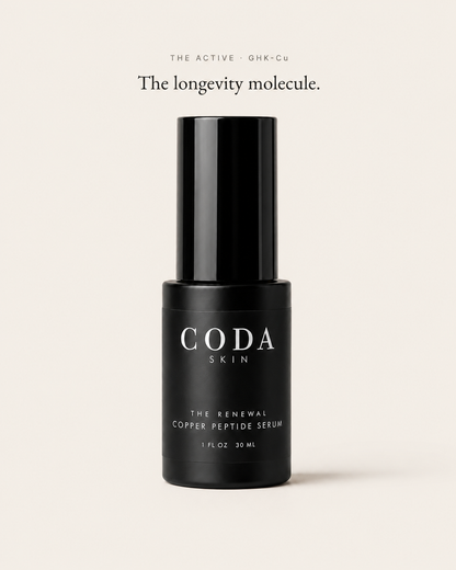CODA SKIN The Renewal copper peptide serum bottle — the longevity molecule